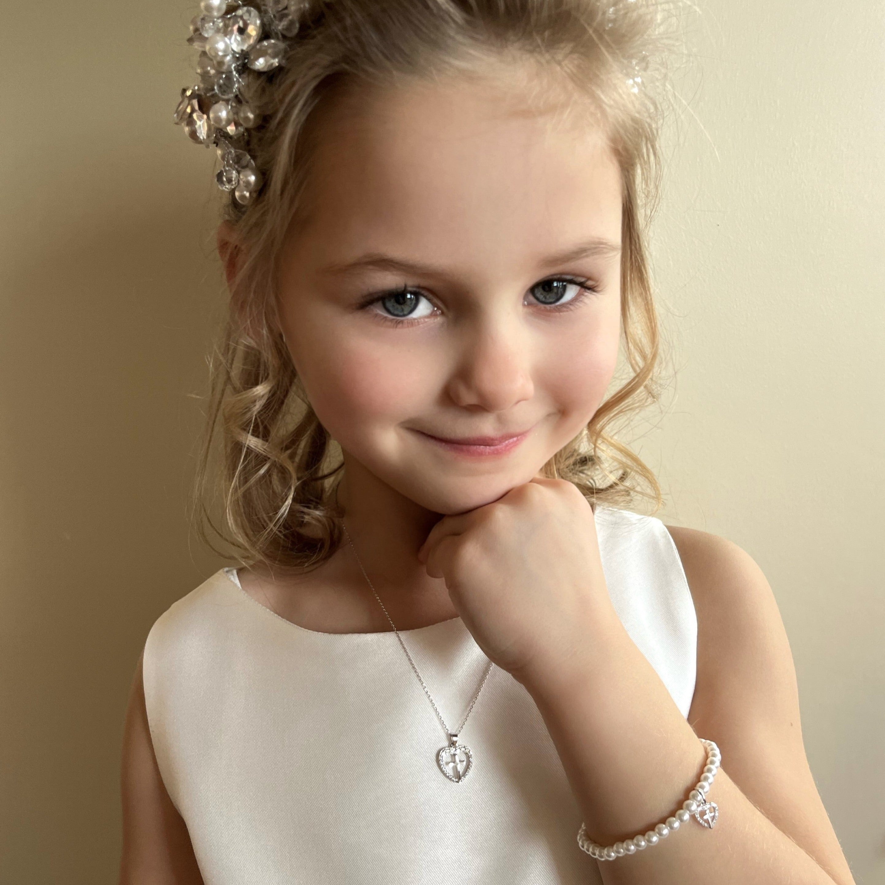 First Holy Communion Bracelet With Swarovski Pearls, Sterling 925 Stamped  Miraculous Medal & Crucifix Communion Gift Girl Gift Box - Etsy