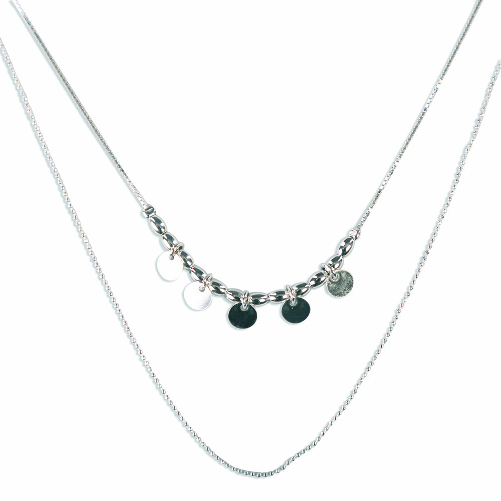 Amelia Multilayered Double Strand Sterling Silver Necklace - Eva Victoria