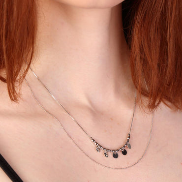 Amelia Multilayered Double Strand Sterling Silver Necklace - Eva Victoria