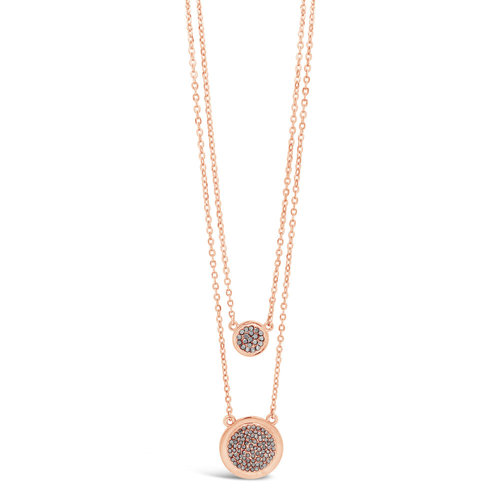 Clara Black Crystals Rose Gold Layered Necklace