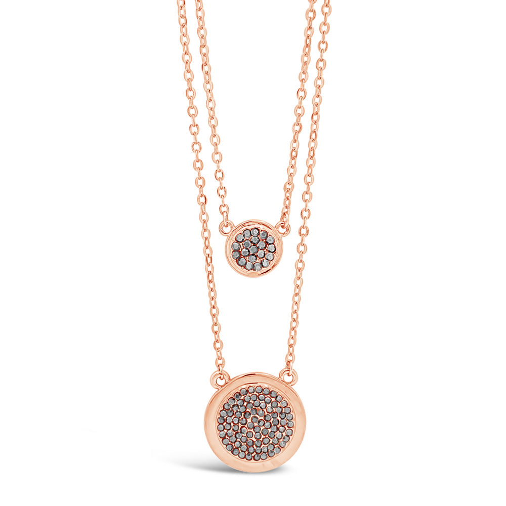 Shop Clara Black Crystals Rose Gold Layered Necklace Gift Set