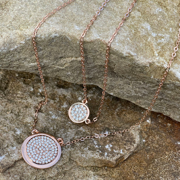 Clara Clear Crystals Rose Gold Layered Necklace Set
