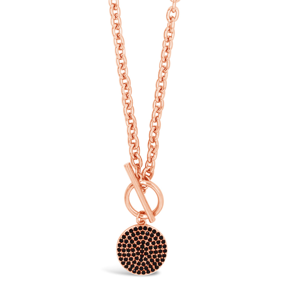 Arina Black Crystals Rose Gold Lock Necklace Gift Set