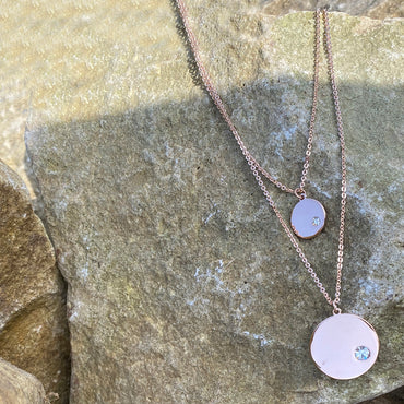 Two Discs Rose Gold Layered Necklace