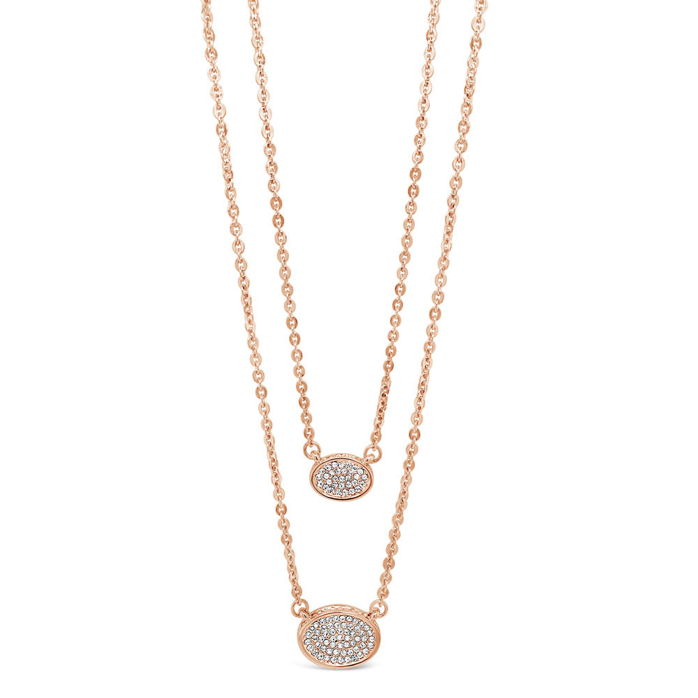 Jocelyn Two Tone Silver Rose Gold Oval Layered Necklace Gift Set Ireland