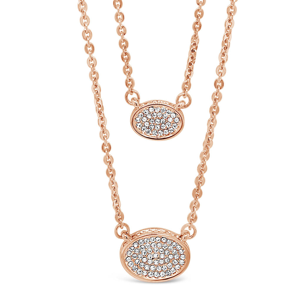 Jocelyn Two Tone Silver Rose Gold Oval Layered Necklace