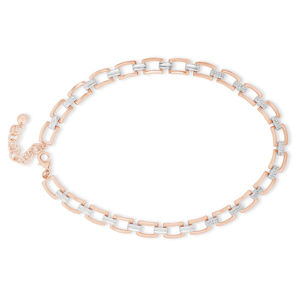 Kendra Rose Gold Rectangular Diamante Necklace
