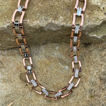 Shop Kendra Rose Gold Rectangular Diamante Necklace