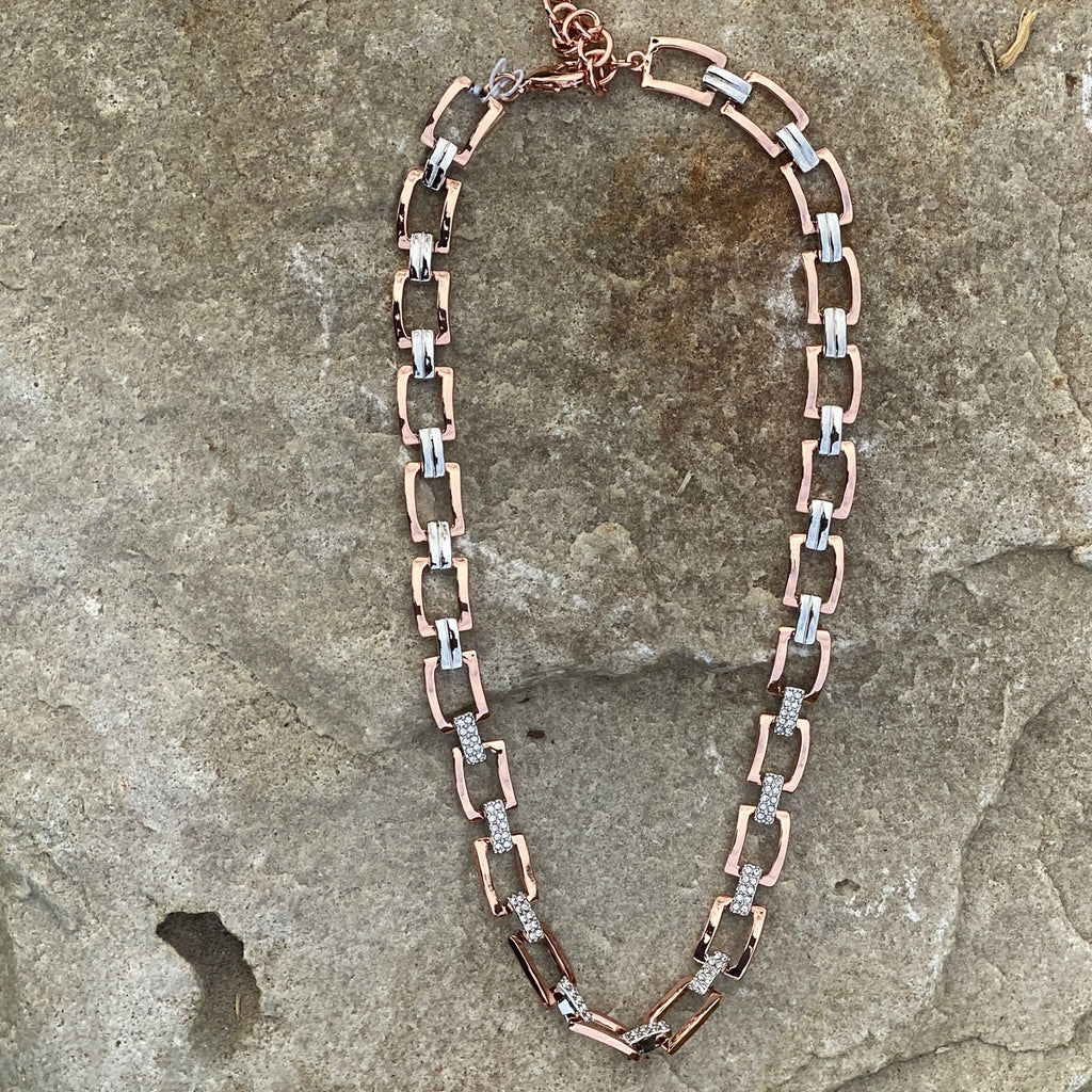 Kendra Rose Gold Rectangular Diamante Necklace Gift Set