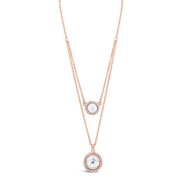 Renata Clear Crystals Rose Gold Double Necklace