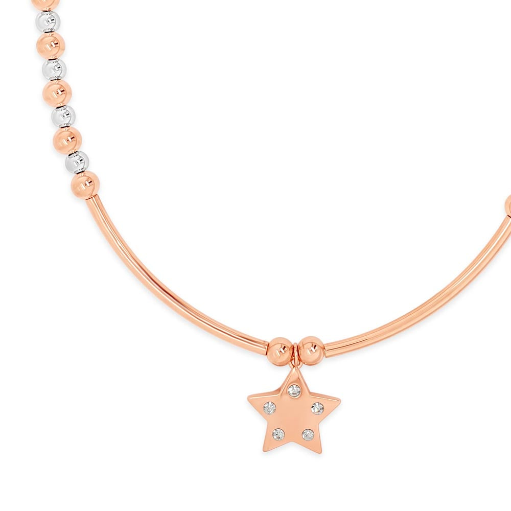 Bright Star Rose Gold Silver Beaded Necklace Ireland