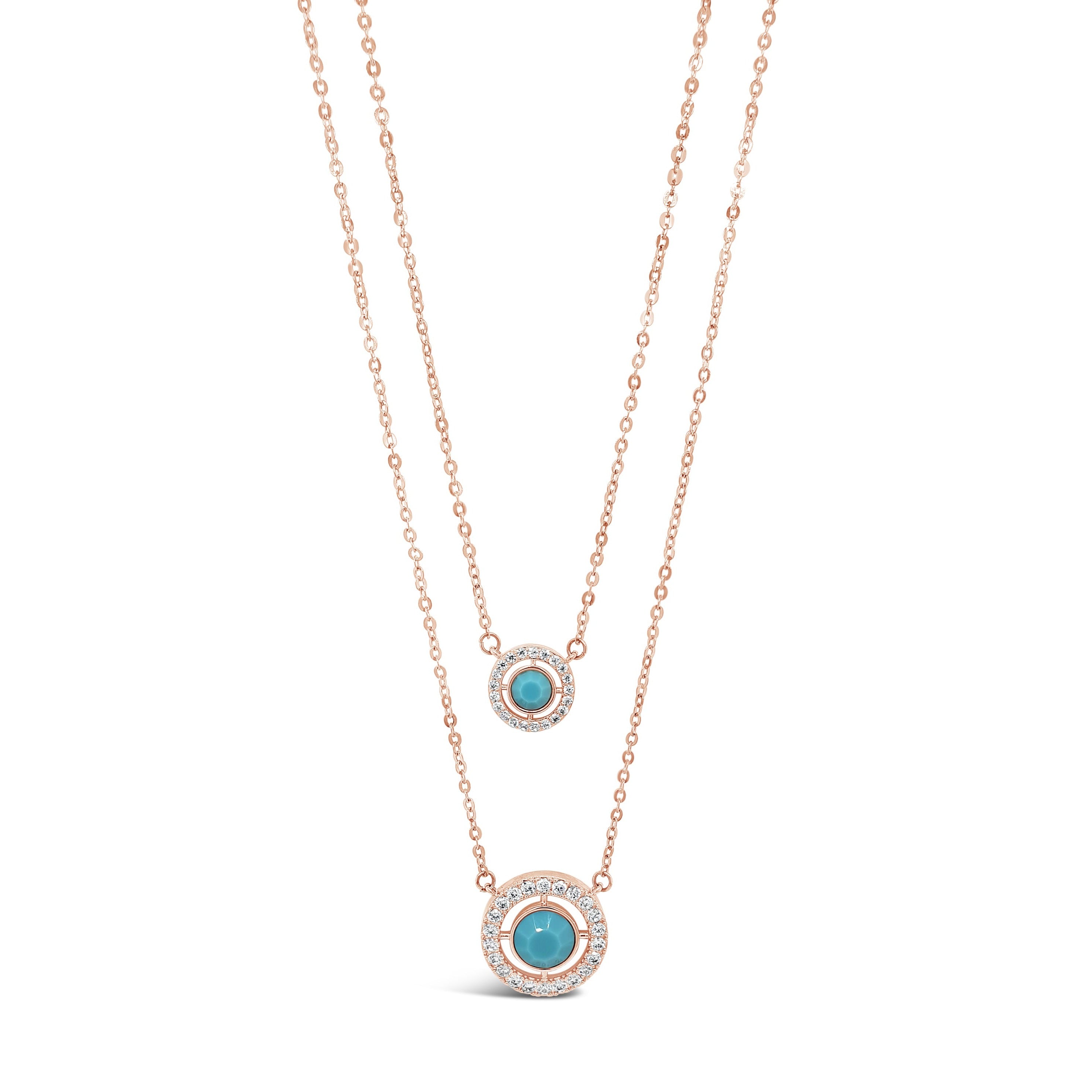 Amanda Turquoise Rose Gold Double Necklace