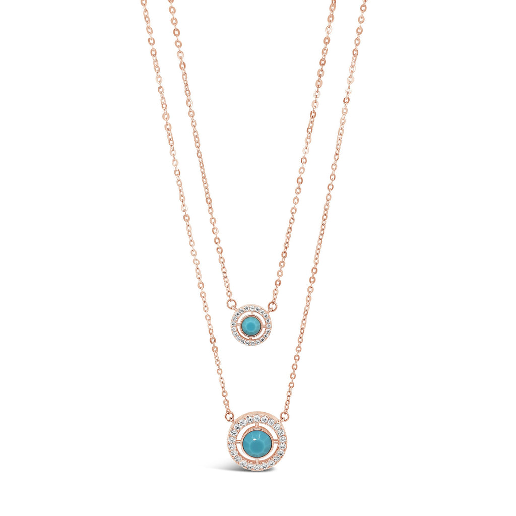 Amanda Turquoise Rose Gold Double Necklace