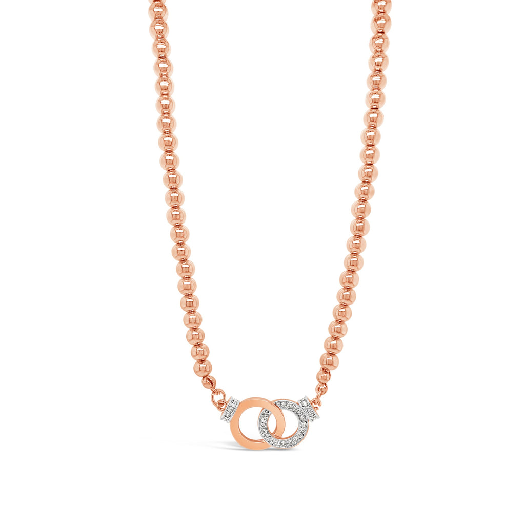  Chanelle Intercircles Rose Gold Beaded Necklace