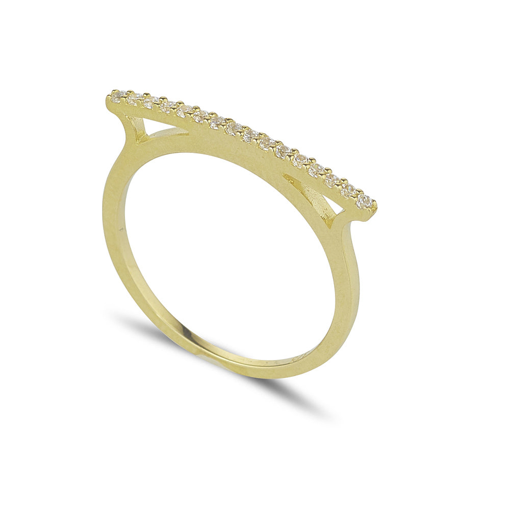 9ct Yellow Gold Diamante Bar Ring