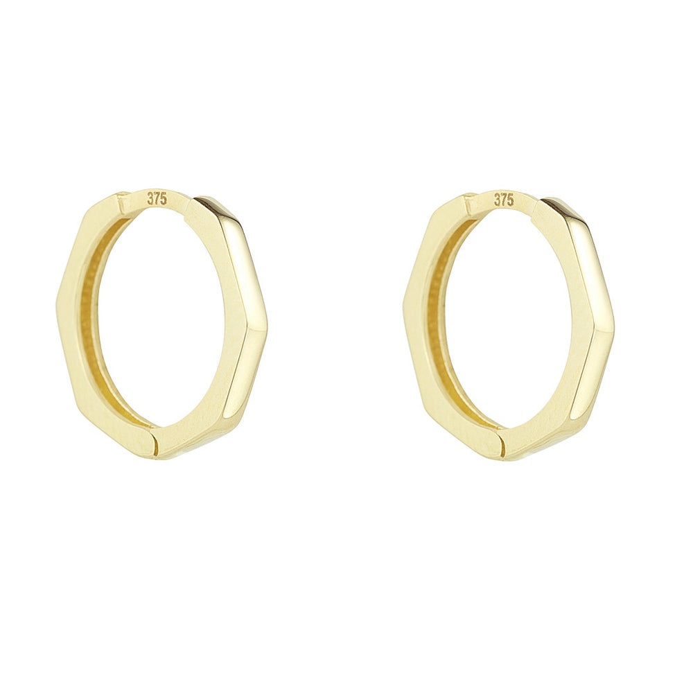 9ct Yellow Gold Bamboo Design Huggie Earring