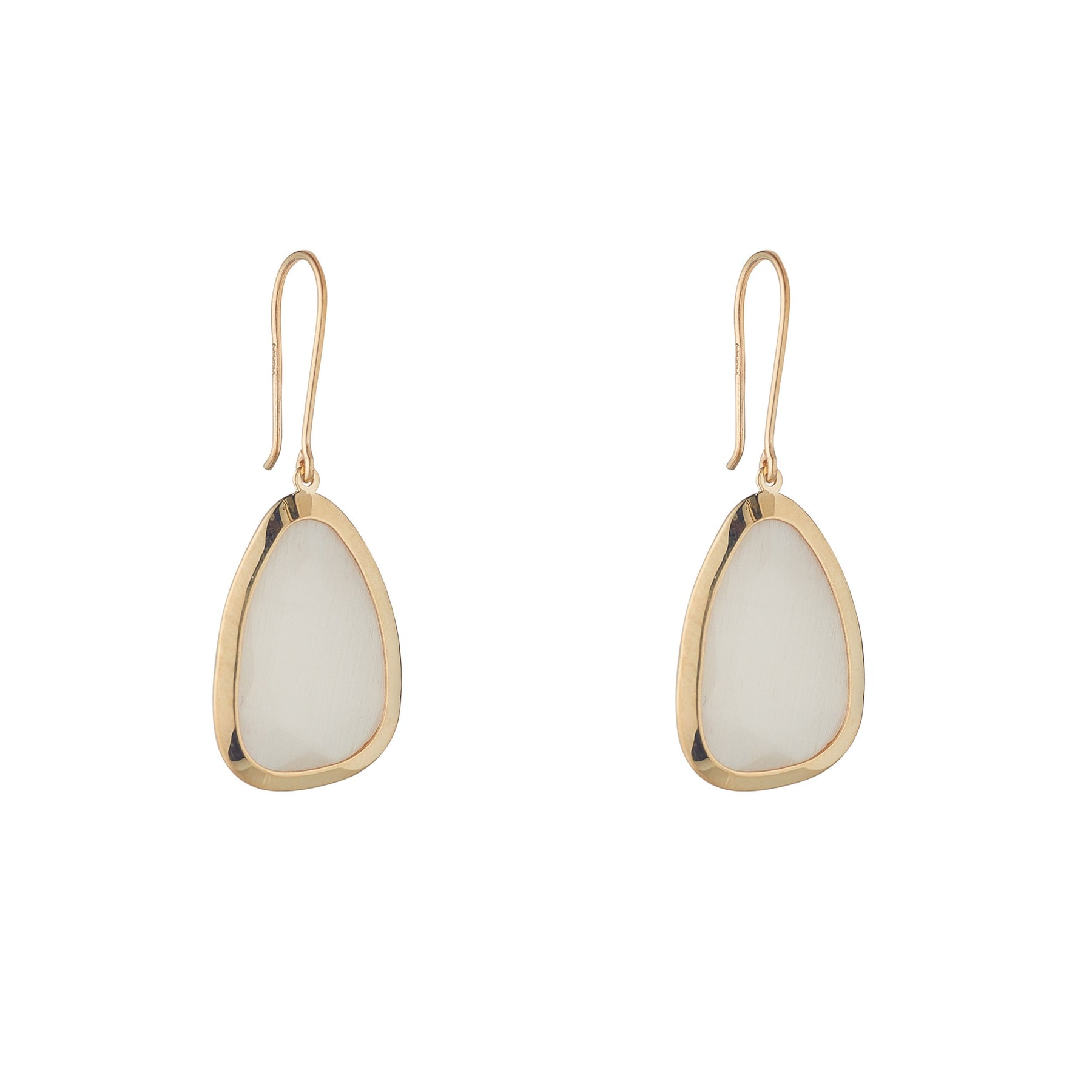 9ct Yellow Gold Cat's Eye Gemstone Drop Hook Earring