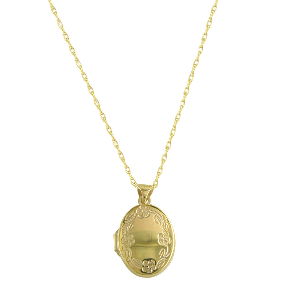 Shop 9ct Yellow Gold Oval Photo Locket with Flower Edge Gift Pack Ireland