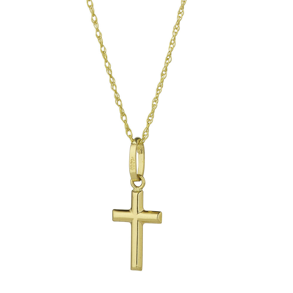9ct Yellow Gold Dainty Cross Pendant for kids ireland
