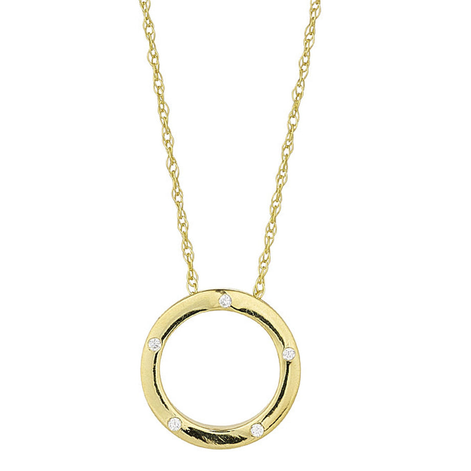 9ct Yellow Gold Cubic Screw Set Open Circle Pendant