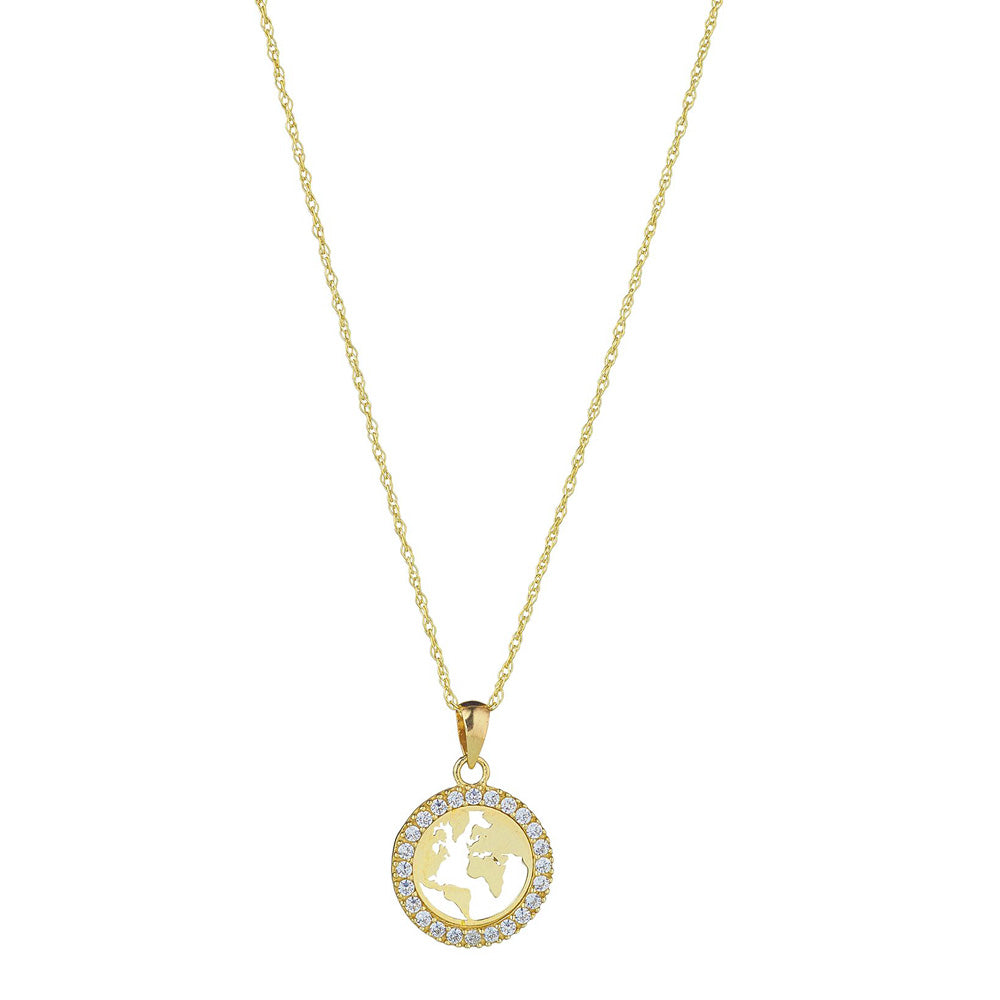 Shop 9ct Yellow Gold Map of the World Cubic Pendant