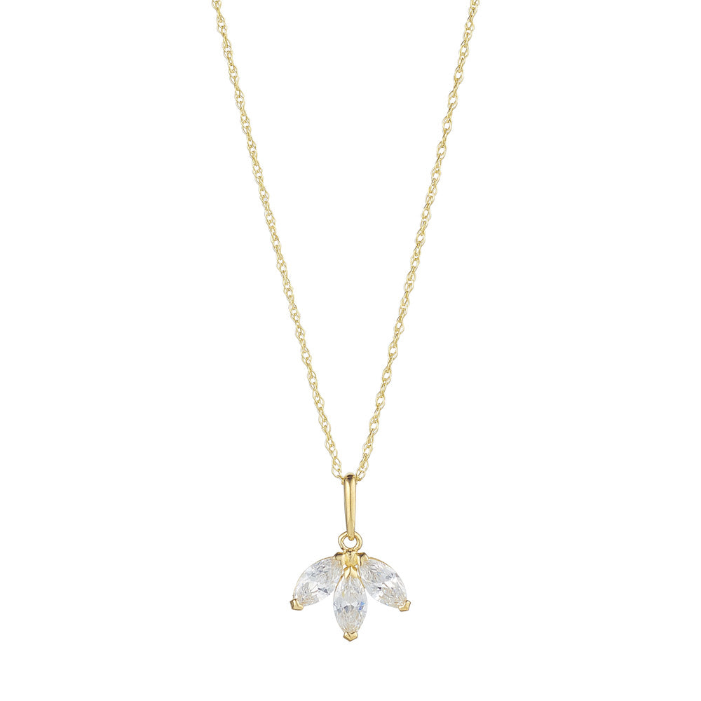9ct Yellow Gold Cubic Zirconia Floral Necklace