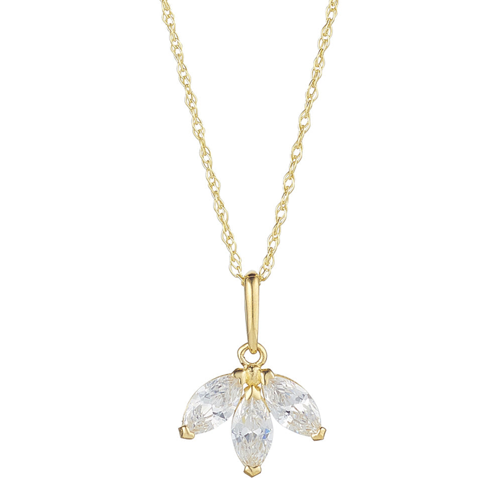 Shop 9ct Yellow Gold Cubic Zirconia Floral Necklace Ireland