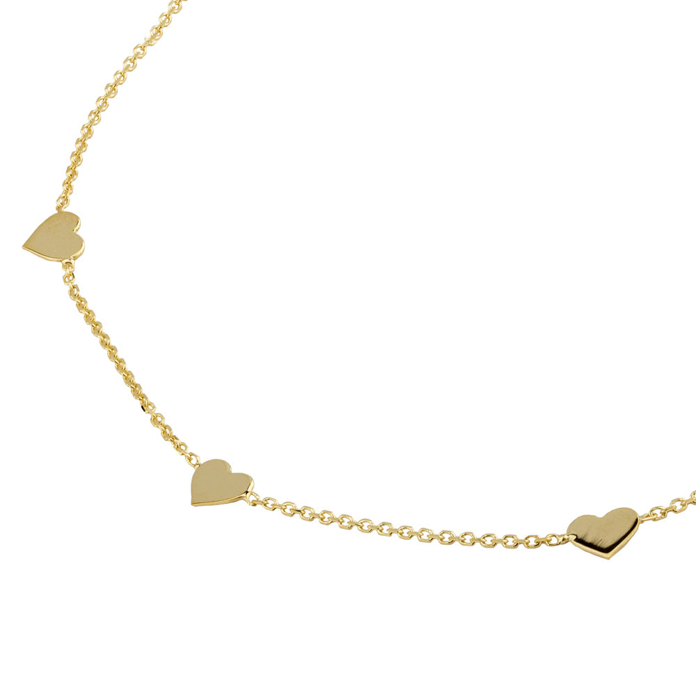 Shop 9ct Yellow Gold 3 Heart Dainty Bracelet