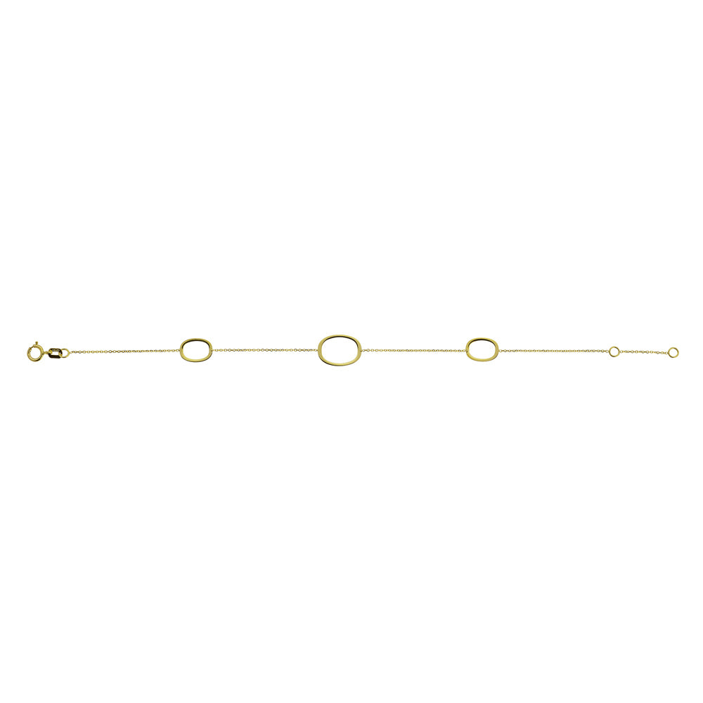 9ct Yellow Gold 3 Open Oval Link Bracelet