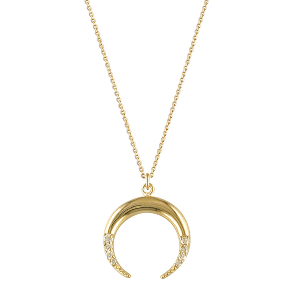 9ct Yellow Gold Cubic Set Chloe Horn Necklace Ireland