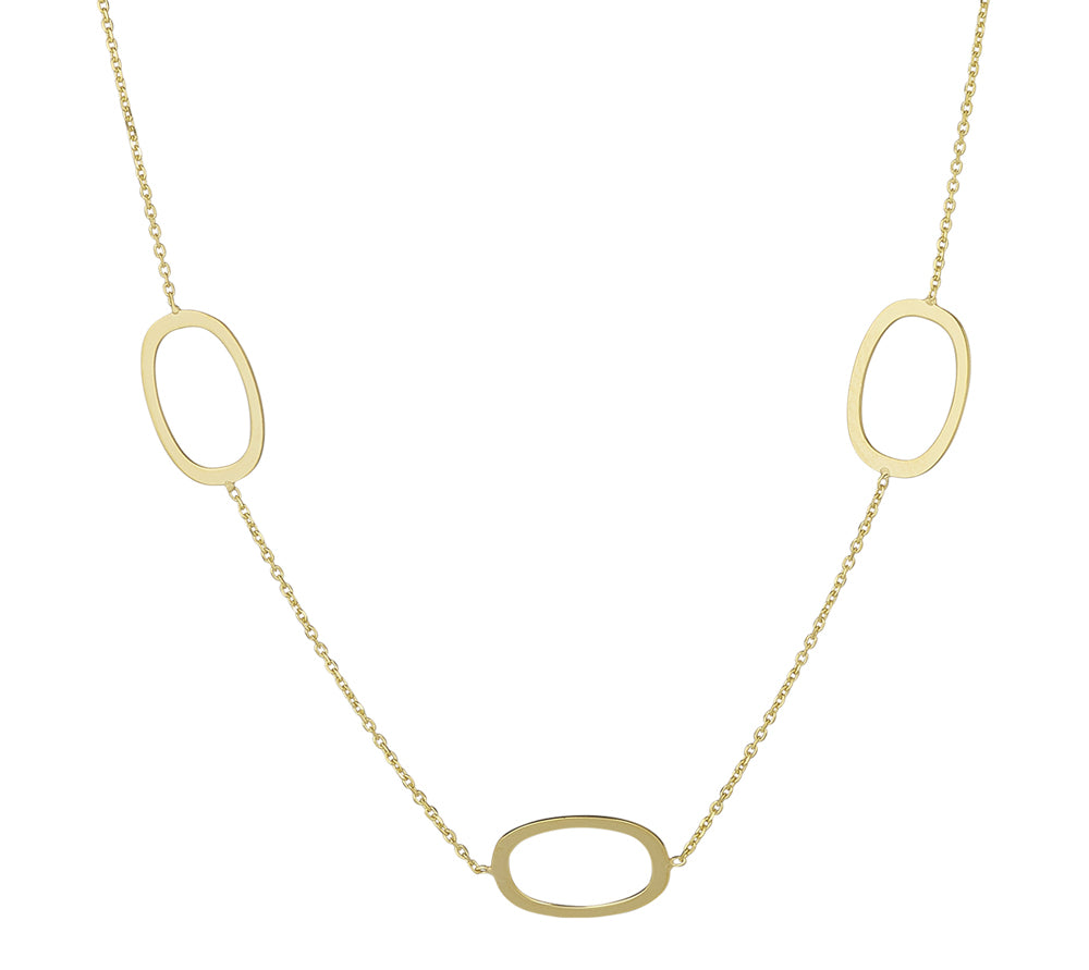 9ct Yellow Gold 5 Oval Necklace Ireland