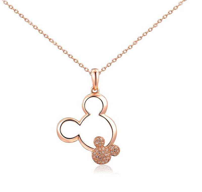 Minnie Mouse Inspired Diamante Rose Gold Pendant