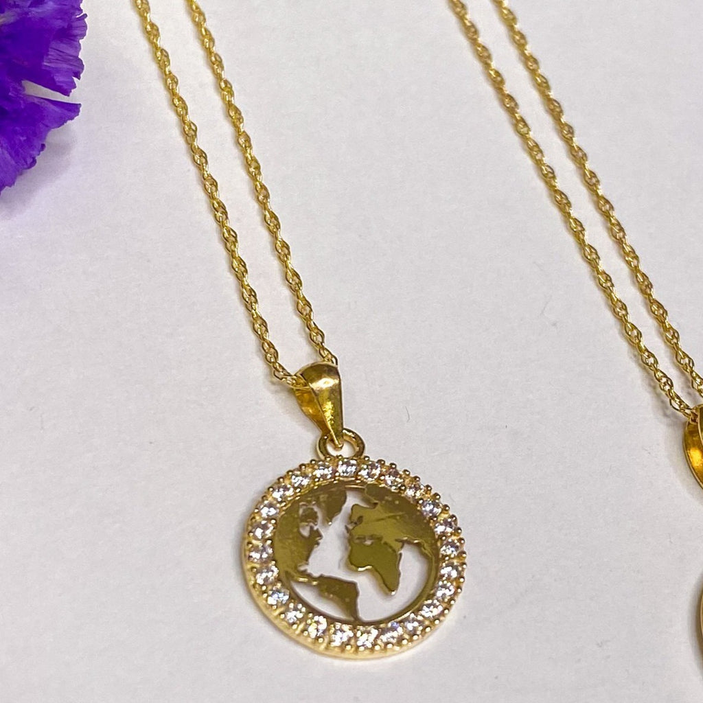 9ct Yellow Gold Map of the World Cubic Pendant Ireland