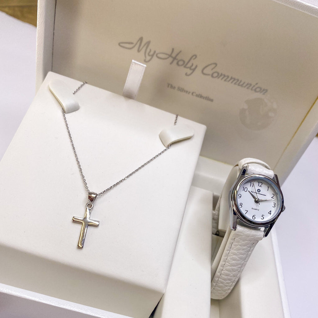 Communion Sterling Silver Cross Pendant & Watch Gift Set