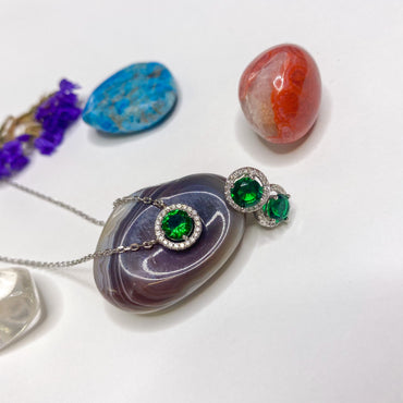 Royal Emerald Sterling Silver Stud Earrings