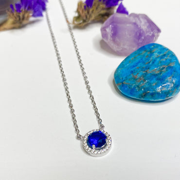 Royal Sapphire Cubic Zirconia Sterling Silver Pendant