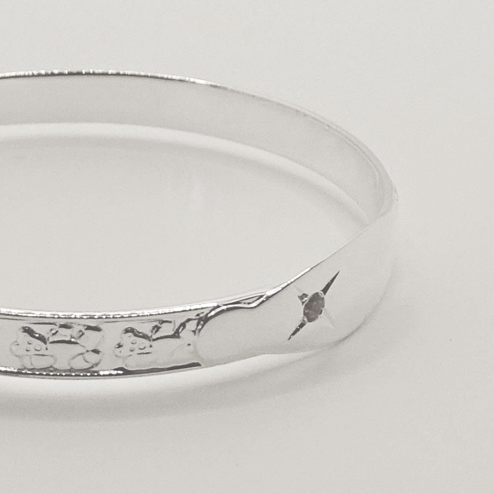  Silver Clear Stone Christening Bracelet 