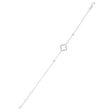 Sparkling Clover Sterling Silver Chain Bracelet