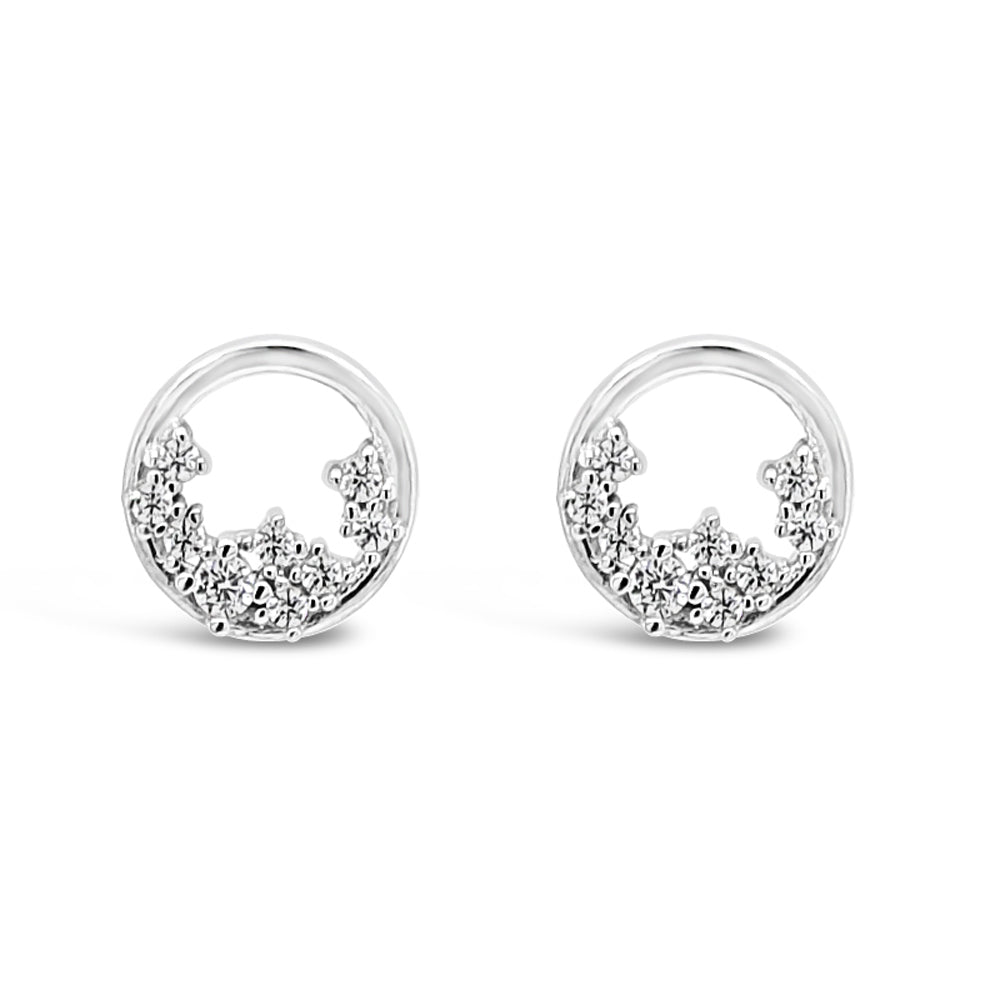 Autumn Circle Crystal Sterling Silver Stud Earrings - Eva Victoria