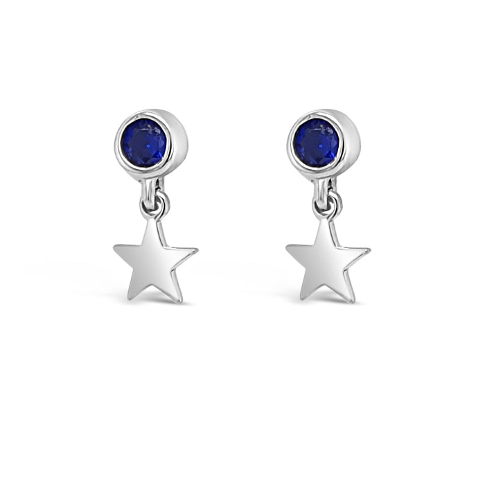 Midnight Blue Star Charm Sterling Silver Stud Earrings