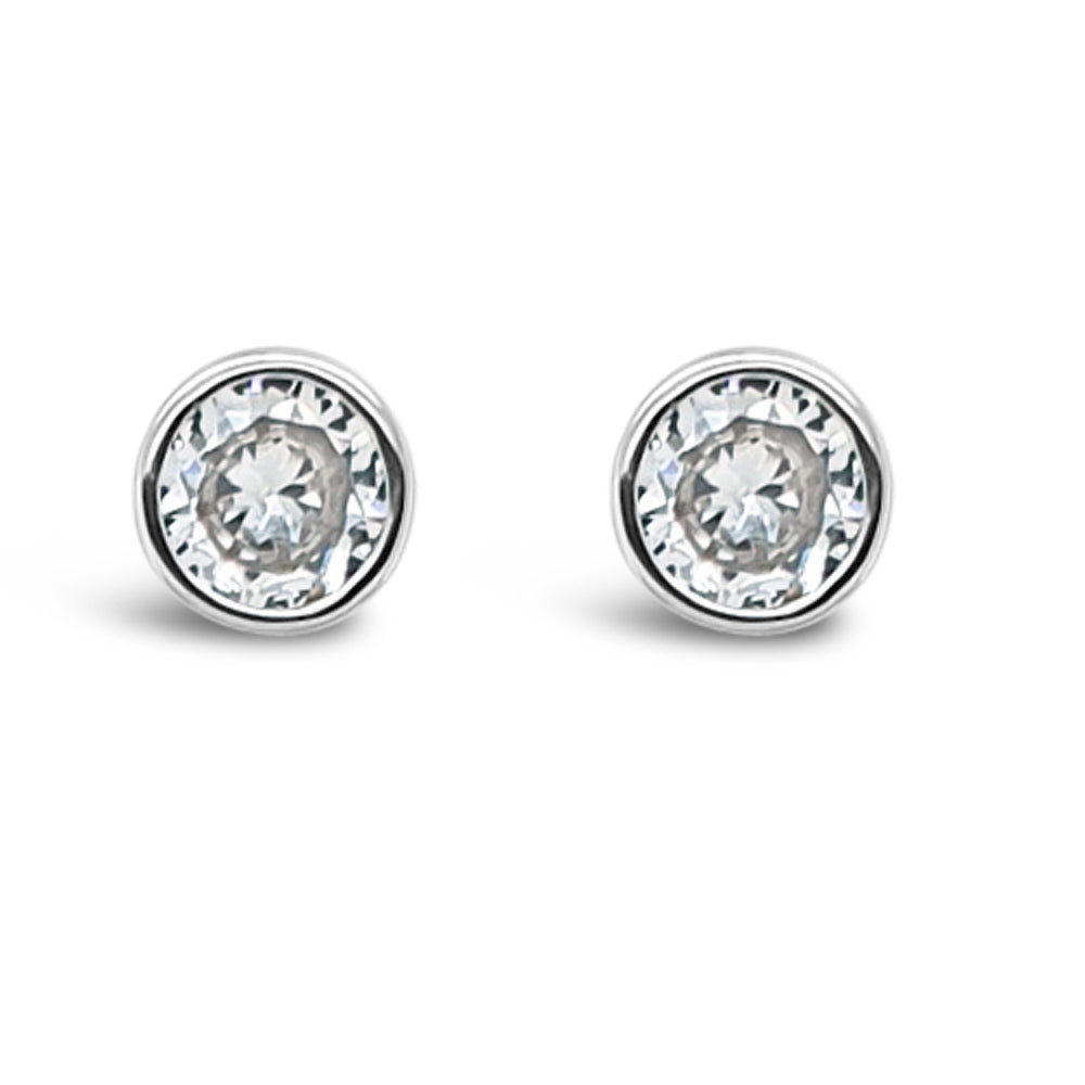 April Birthstone Sterling Silver Stud Earrings - Eva Victoria