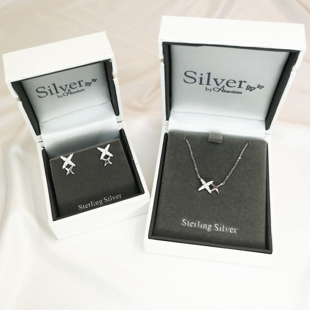 XX Sending Kisses Sterling Silver Stud Earrings Gift Box
