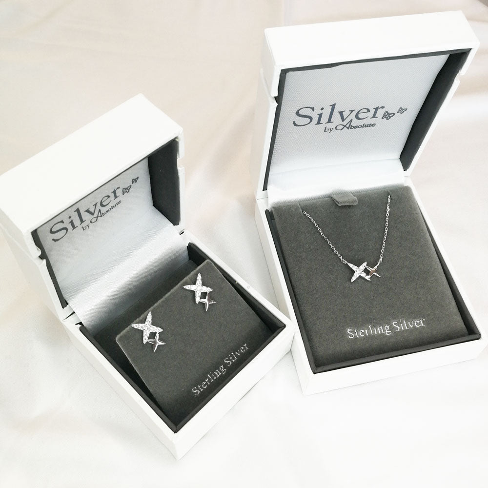 XX Sending Kisses Sterling Silver Stud Earrings Gift Set