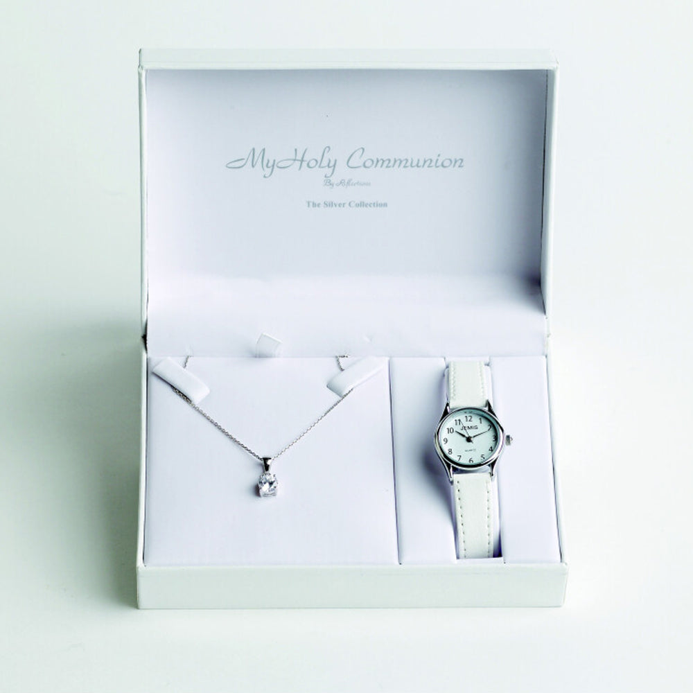 Kids Communion Sterling Silver Drop Pendant & Watch Gift Set