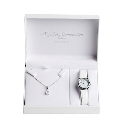 Communion Sterling Silver Teardrop Pendant & Watch Gift Set
