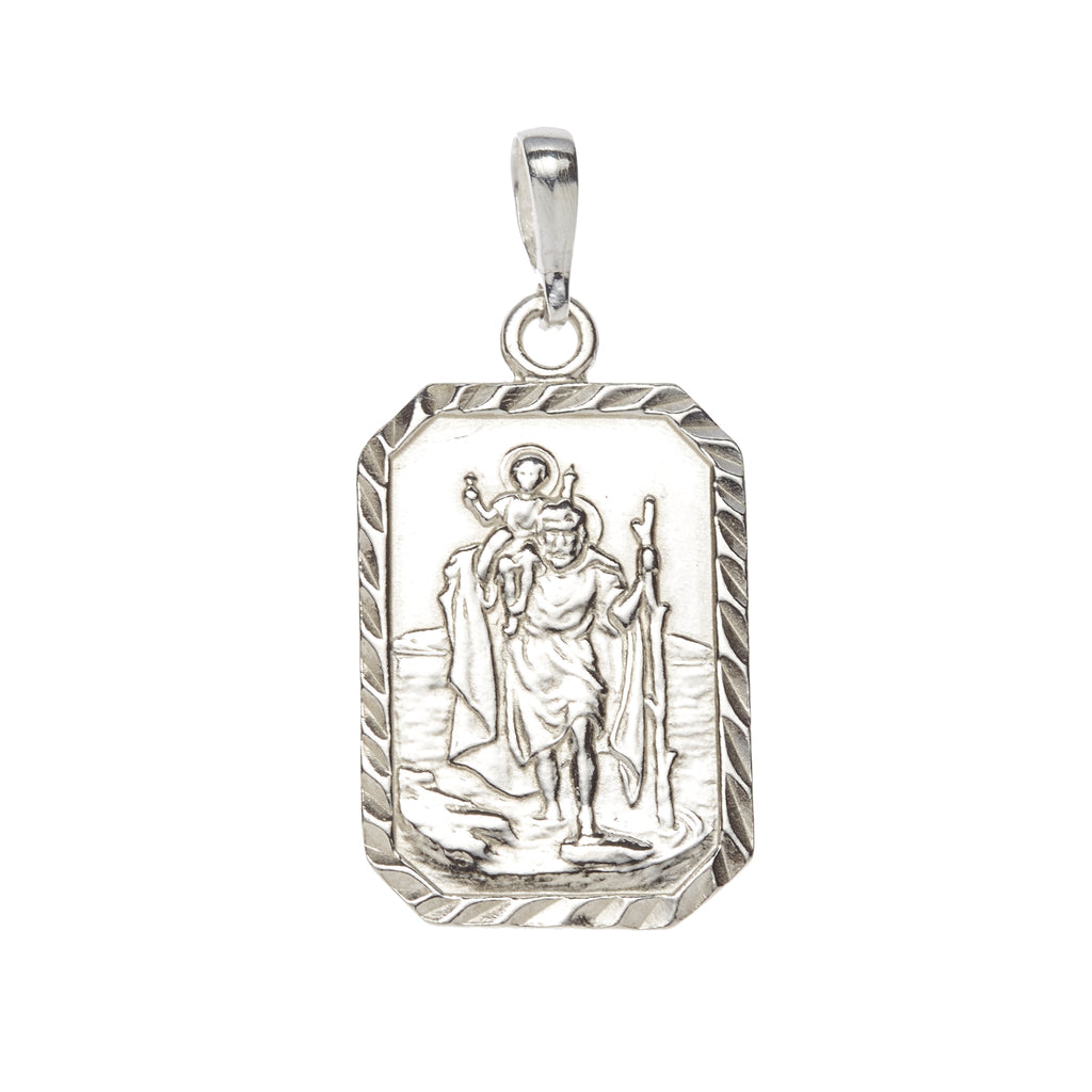 St. Christopher's Sterling Silver Engravable Rectangle Medal