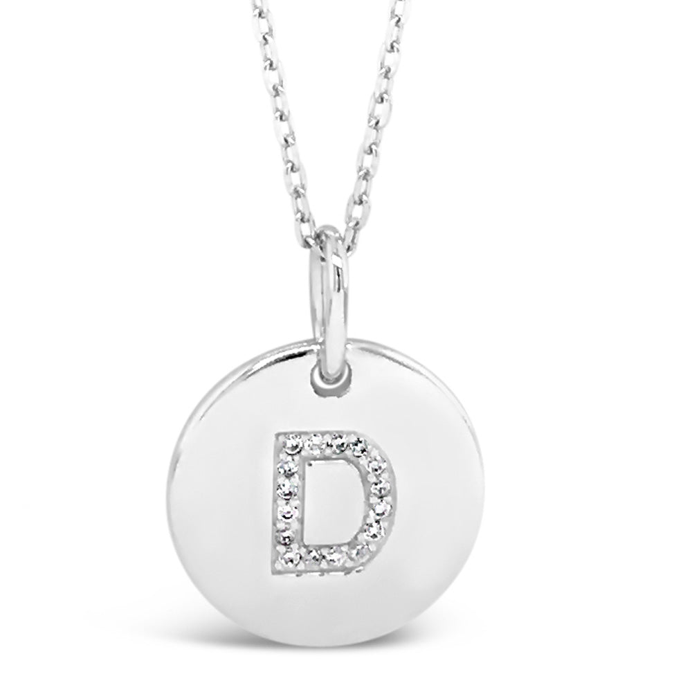 Eva Victoria Sterling Silver Initial D Necklace - personalised letter pendant, elegant Irish jewellery gift