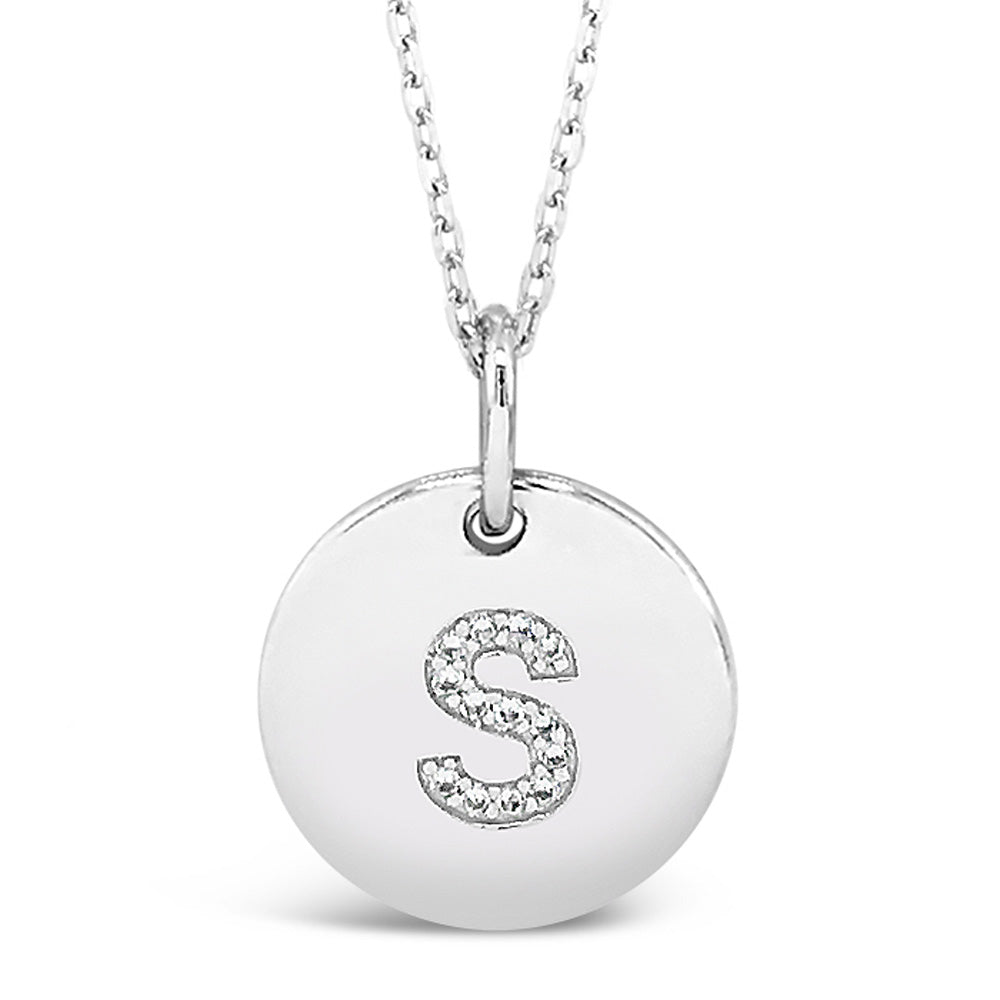 Eva Victoria Sterling Silver Initial S Necklace - personalised Irish jewellery gift for everyday wear.