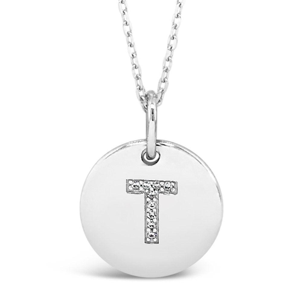 Sterling Silver Initial T Pendant Necklace for kids - Eva Victoria personalised jewellery Ireland, meaningful keepsake gift.