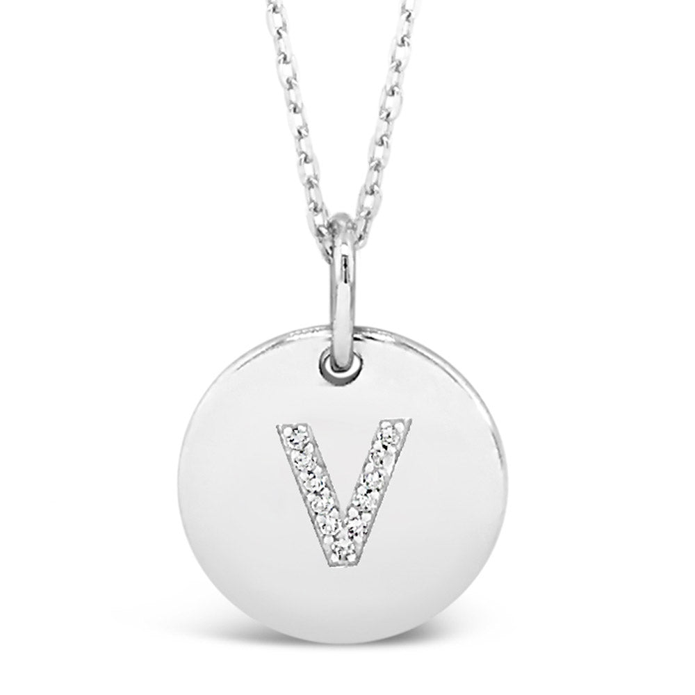 Sterling Silver Initial V Pendant Necklace - Eva Victoria personalised jewellery in Ireland, thoughtful keepsake.